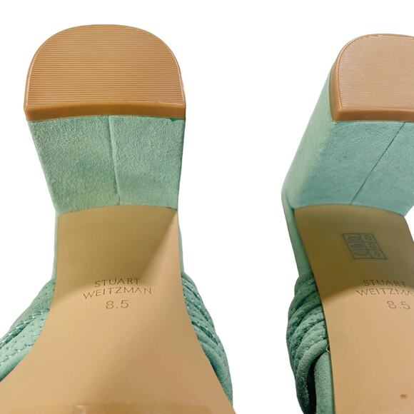 Stuart Weitzman Womens 8.5 Twist Block 75 Slide Suede Heels Eucalyptus Green - Picture 11 of 12